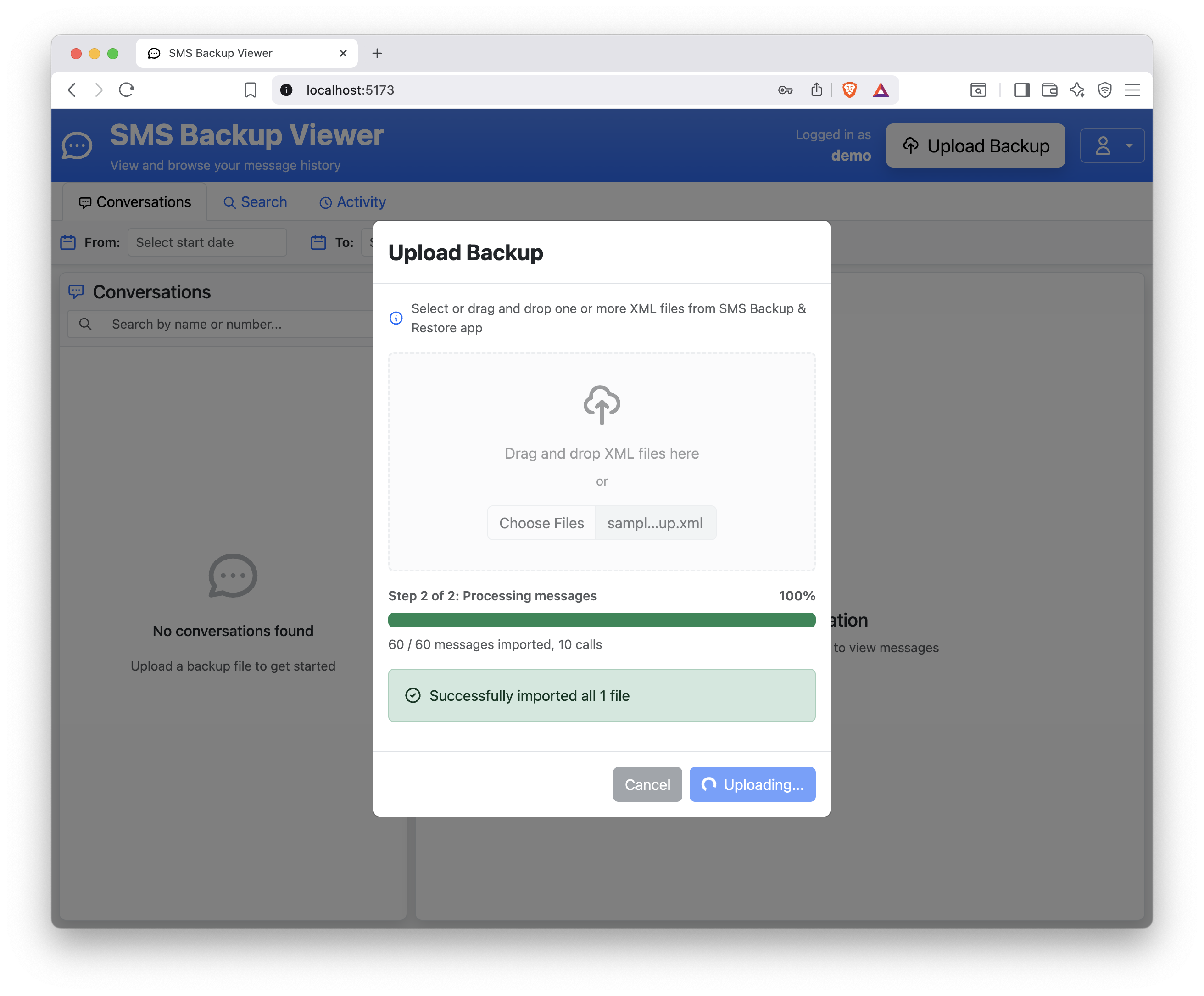 upload complete